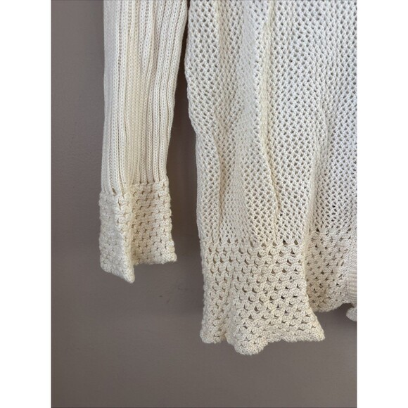 Jones Wear Women’s Medium Ivory Crochet Open Knit Cardigan Lightweight Boho - Picture 2 of 6